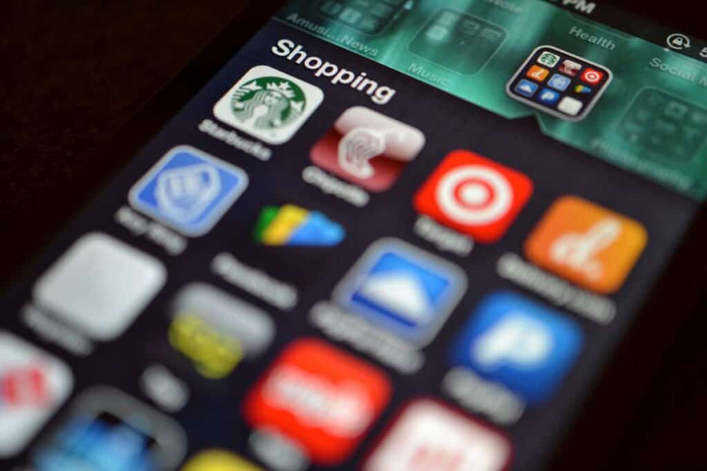 Mobile ecommerce shopping apps on iPhone