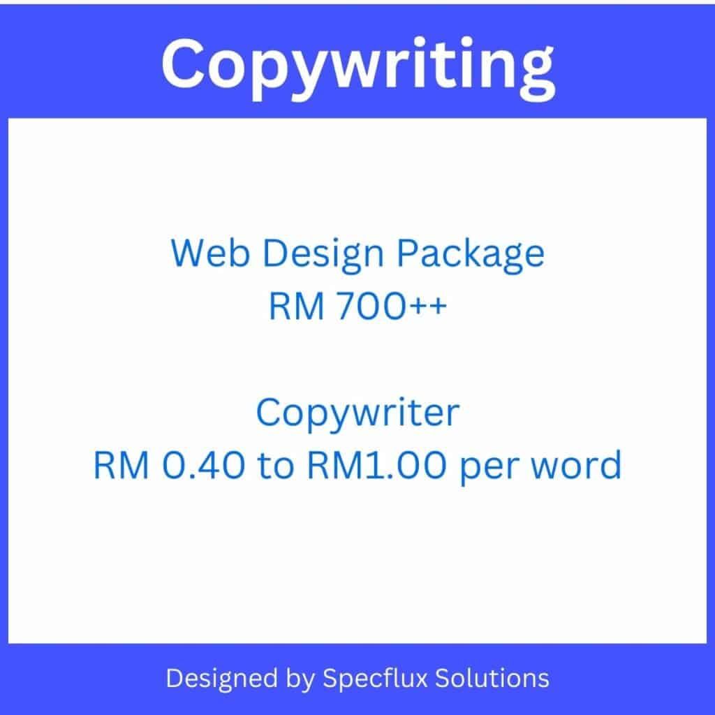 The average website design price with copywriting starts from RM700