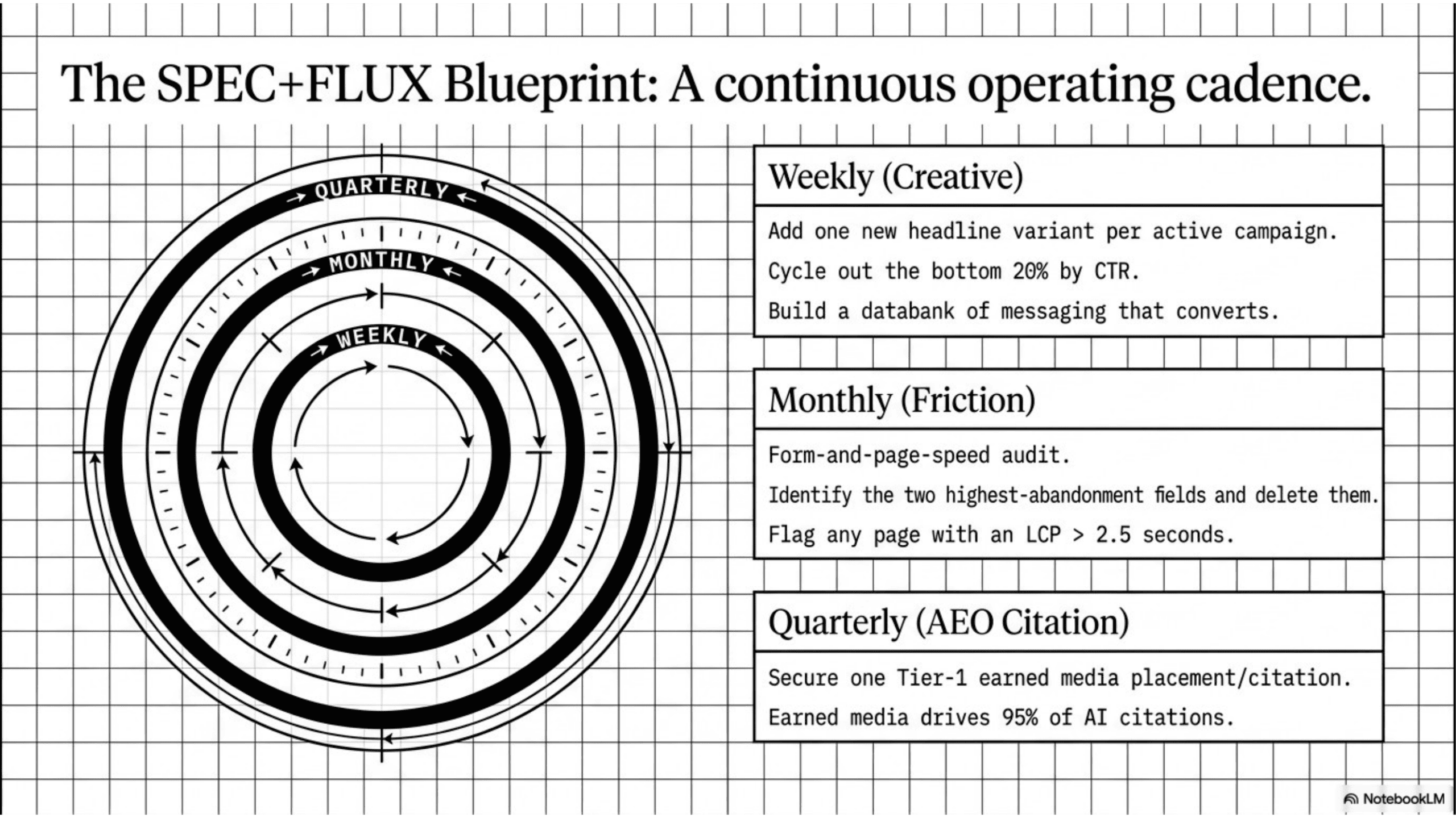The SPEC plus FLUX blueprint: CRO as a continuous monthly operating cadence